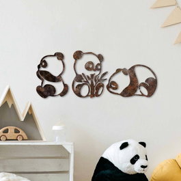 Wallity Rusty Panda Escultura de Pared de Metal en Color Antiquation